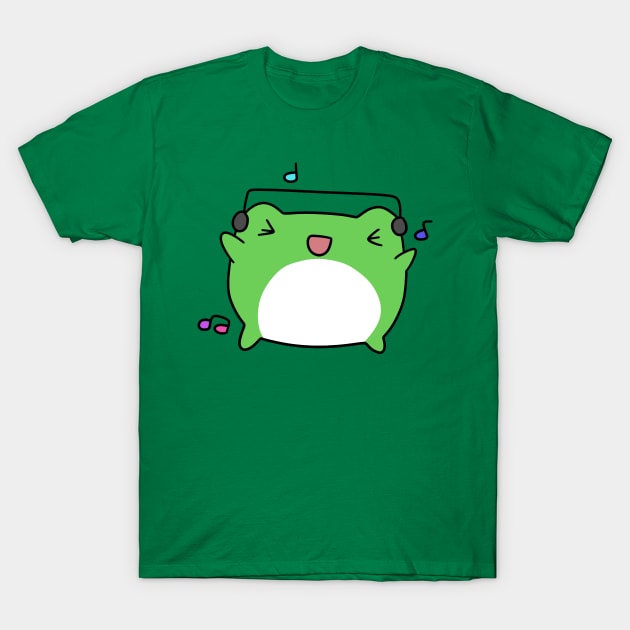 Dancing Headphones Frog T-Shirt by saradaboru